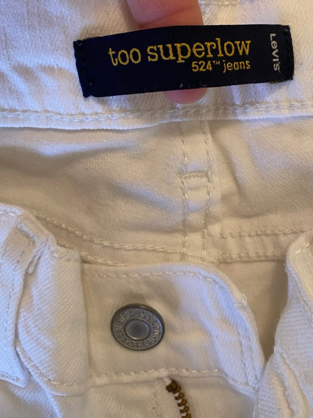 Levi's 524 Too Superlow Skinny Jeans White Stretch Denim Women's 7M - Picture 6 of 8
